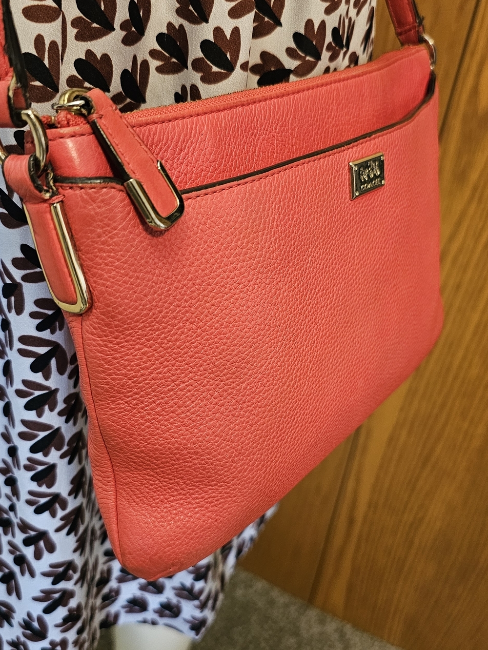 Coach Coral Pink Pebble Leather Crossbody Bag - Picture 2 of 16